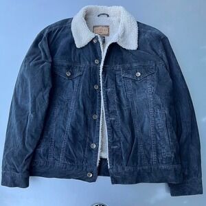 Navy Arizona Jeans corduroy jacket with white sherpa lining